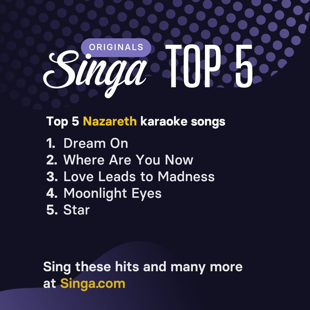 Top Nazareth karaoke songs on Singa.