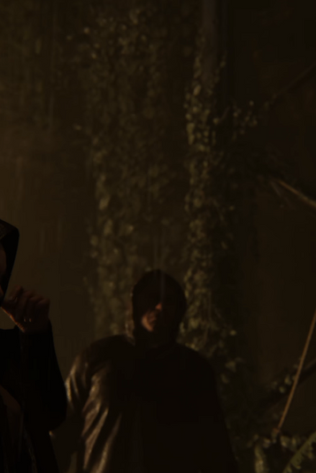 A man with an axe running through a forest in SCUM