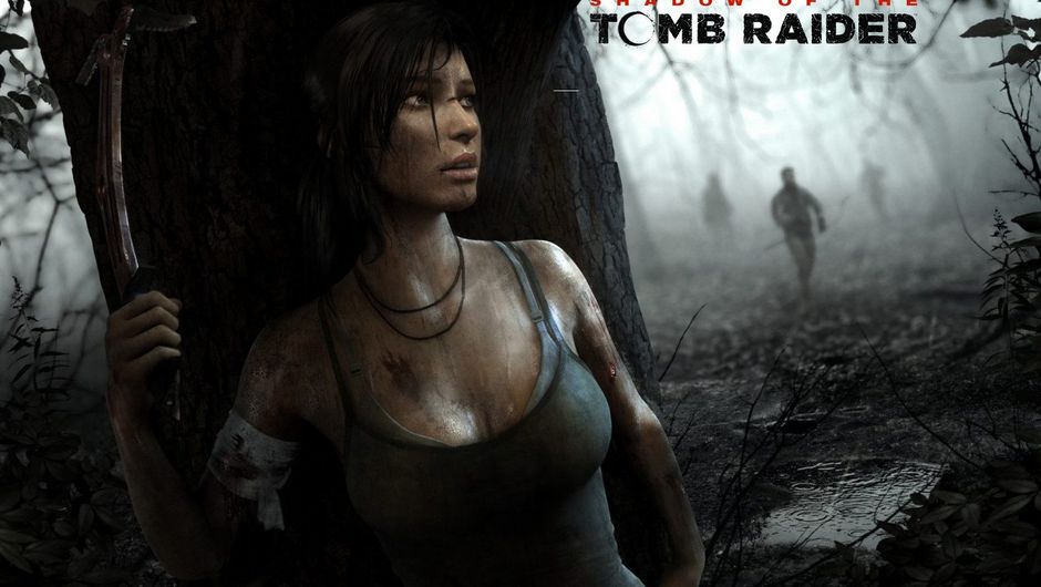 A man with an axe running through a forest in SCUM
