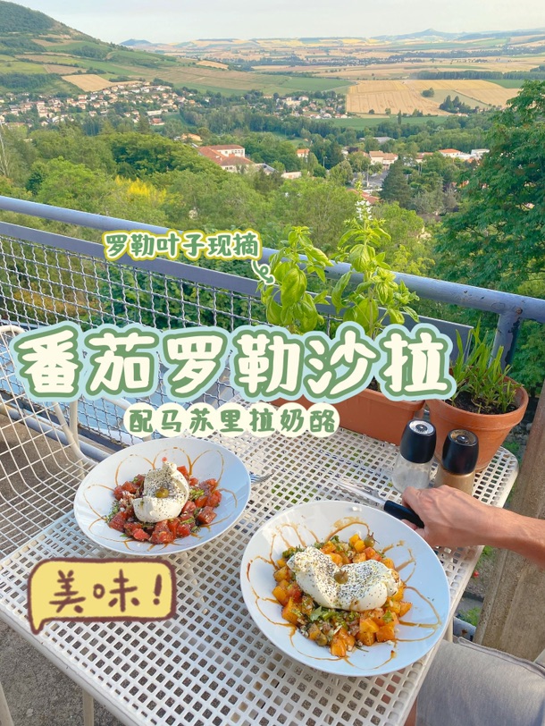 皮小厨的乡村食堂又营业啦！奶酪罗勒番茄沙拉🥗