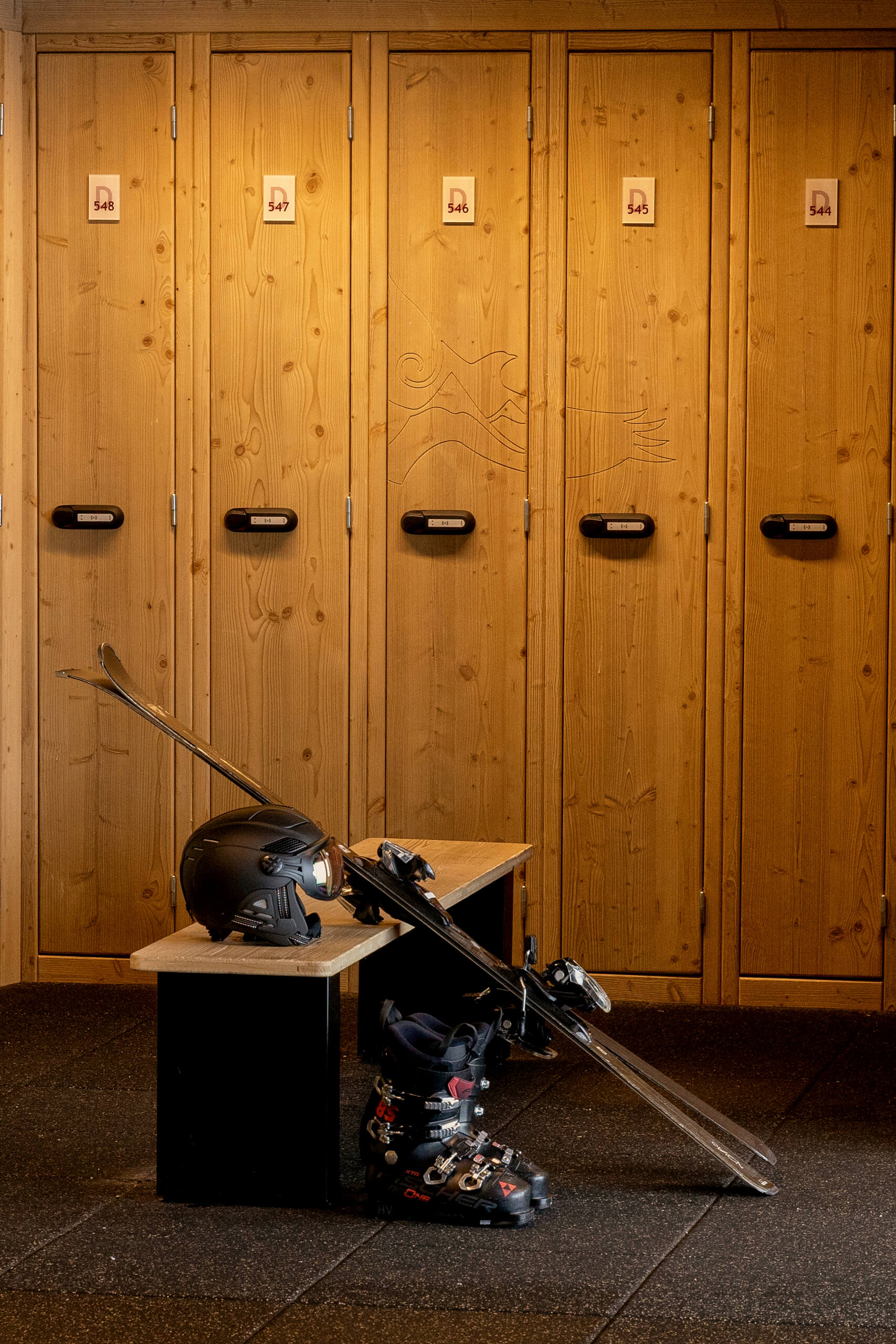 Ski preparation area at Club Med Tignes