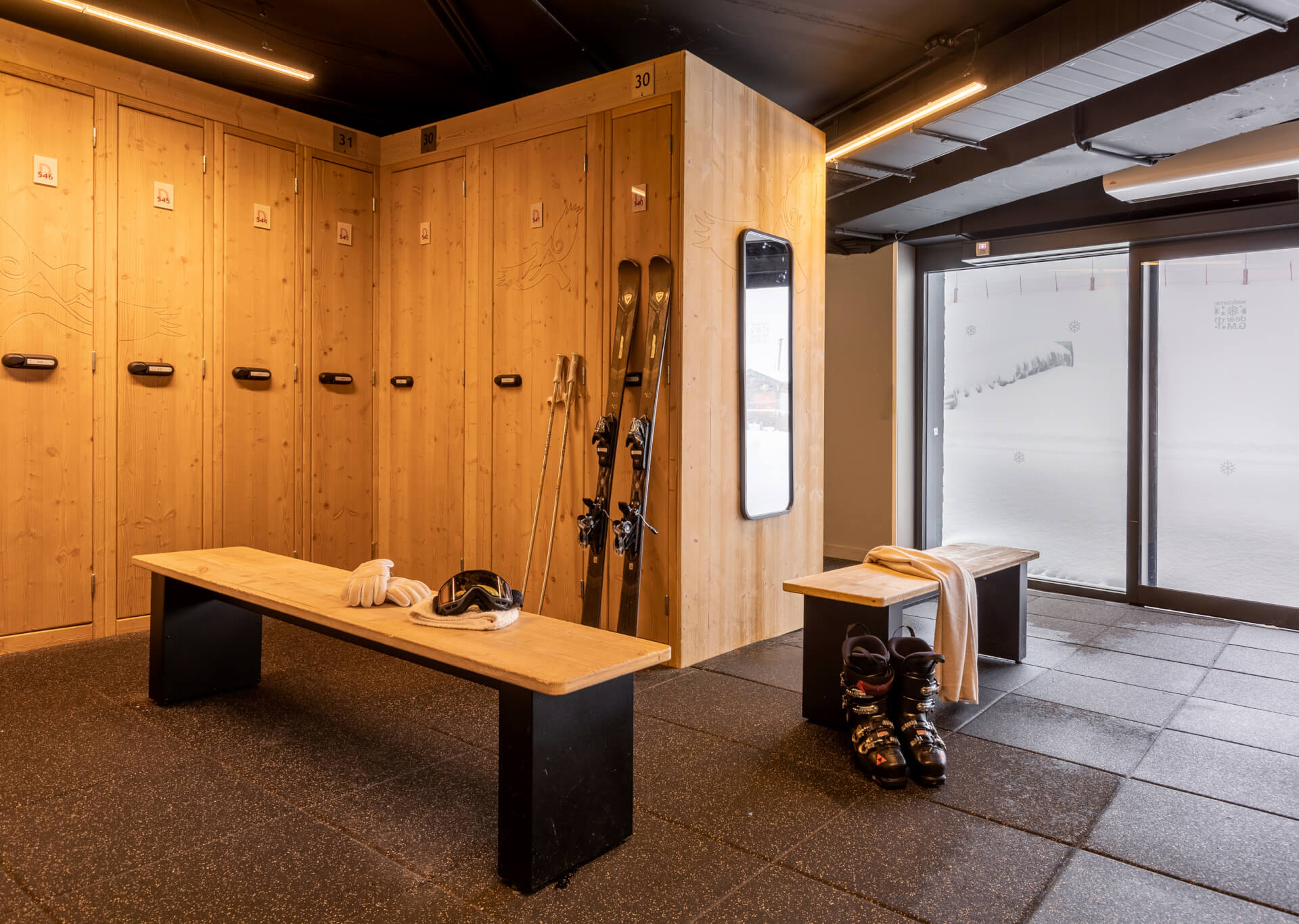 Ski room at Club Med Tignes