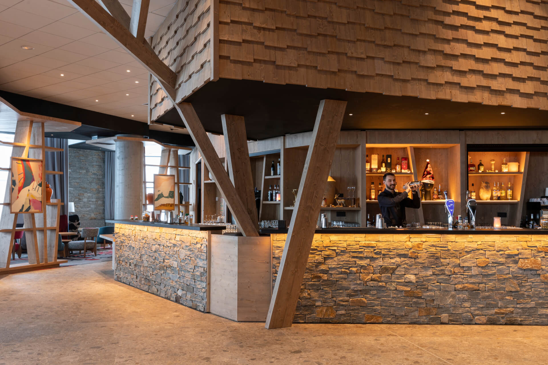 Main bar lounge at Club Med Tignes