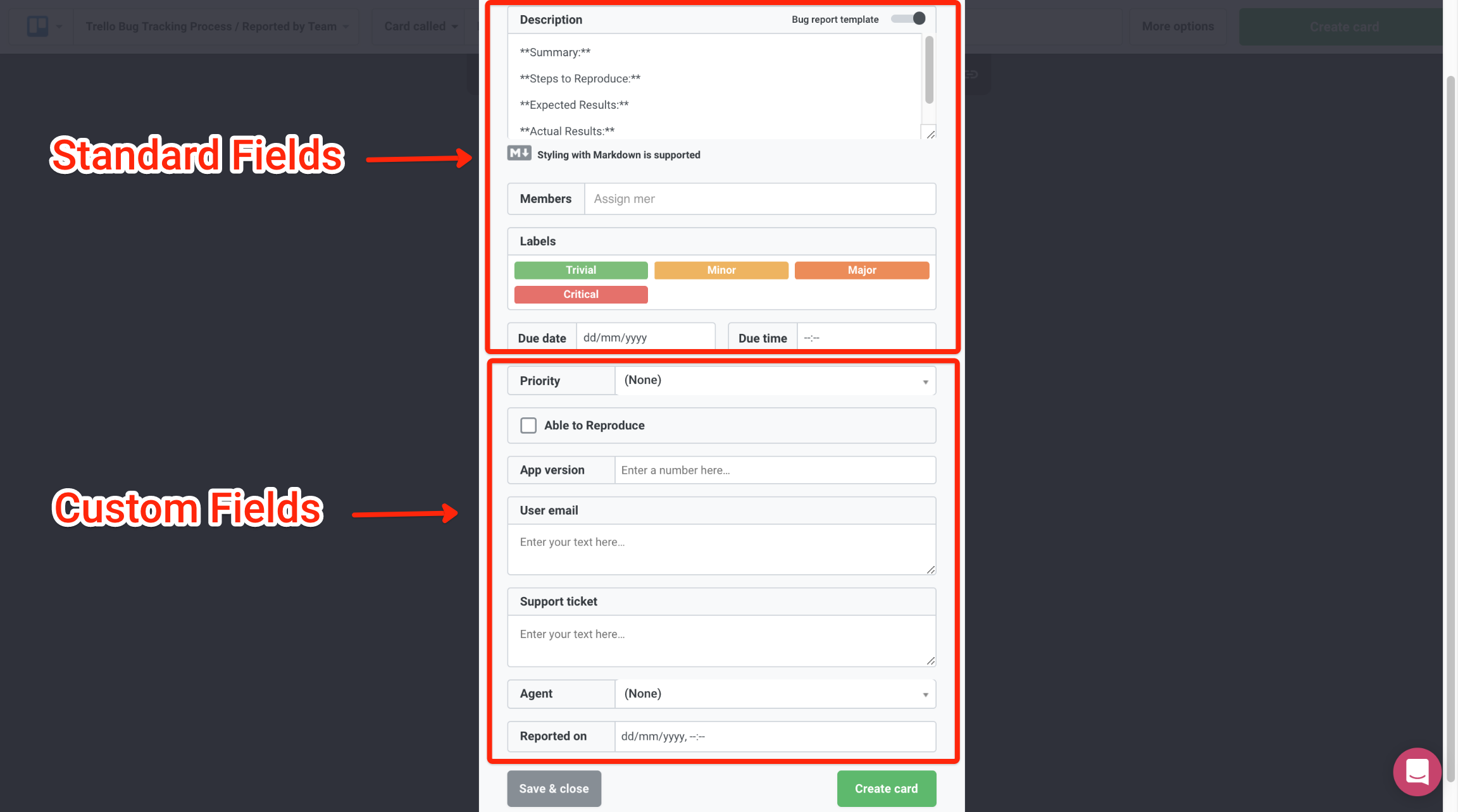 Trello fields in Marker.io