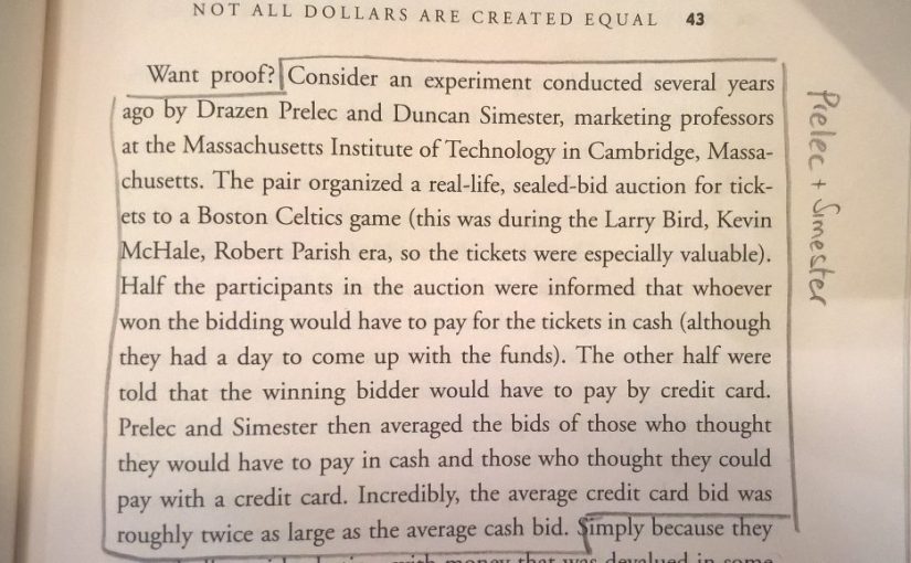 On consumers become less price sensitive when spending with credit card (we treat physical and digital differently)