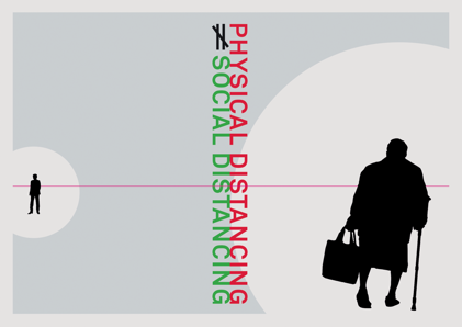 Lex Reitsma, Physical distancing ≠ social distancing, Part of: Lex Reitsma and others, Corona Cards, 2020. In collaboration with 14 designers/design studios. Printer: Pantheon Drukkers