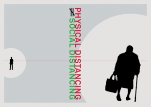 Lex Reitsma, Physical distancing ≠ social distancing, Part of: Lex Reitsma and others, Corona Cards, 2020. In collaboration with 14 designers/design studios. Printer: Pantheon Drukkers