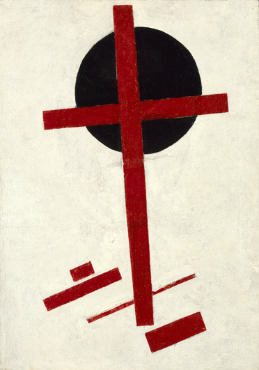 Kazimir Malevich, Mystiek Suprematisme (Rood kruis op zwarte cirkel), 1920–22, coll. Stedelijk Museum Amsterdam.