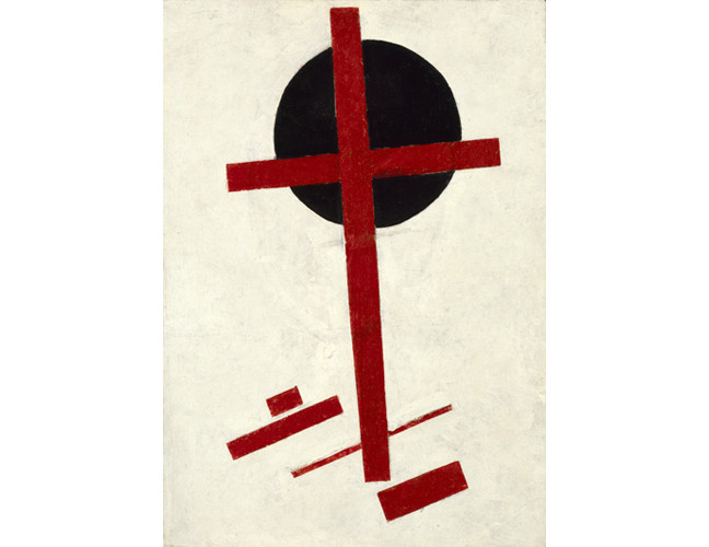 Kazimir Malevich, Mystic Suprematism (Red Cross on Black Circle), 1920–22, coll. Stedelijk Museum 	Amsterdam