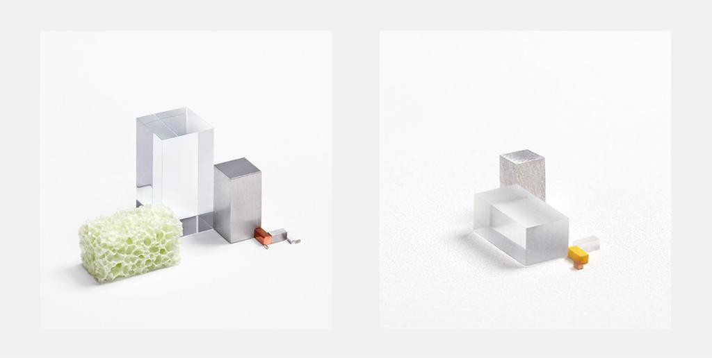 DRIFT, Lightbulb (2018), glas / vitrite / aluminium / staal / koper / wolfraam / blik / rvs (47 x 26 x 24 mm). DRIFT, LED (2018), aluminium / epoxy / fosfor / galliumnitride / goud (7 x 14 x 6 mm). Stedelijk Museum Amsterdam. Fotos: Ronald Smits