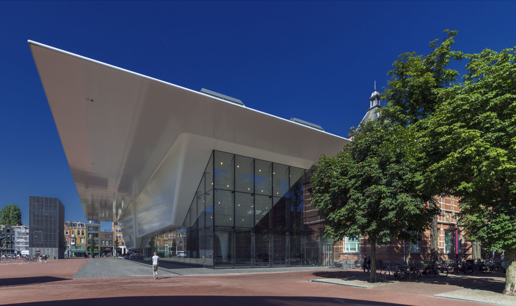 Stedelijk Museum Amsterdam, facade as seen from the Van Gogh Museum. Photo: John Lewis Marshall
