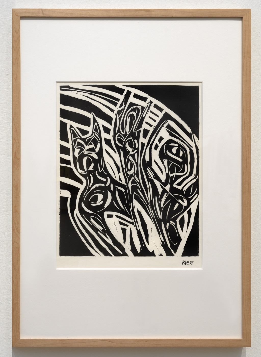 Rihanna Jamaludin, De storm nadert (1989) uit: de Storm serie, linosnede, olieblockprint zwart.