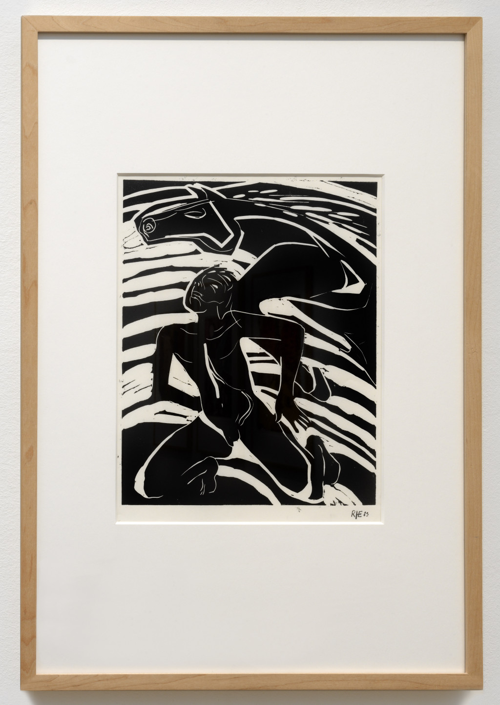 Rihanna Jamaludin, De storm nadert (1989) uit: de Storm serie, linosnede, olieblockprint zwart.