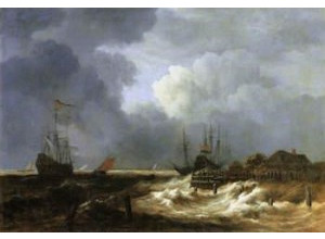 Jacob Isaacksz. van Ruisdael, Storm bij een dijk in Holland, begin jaren 1670, olieverf op doek, 110 x 160 cm, Musée du Louvre, Parijs