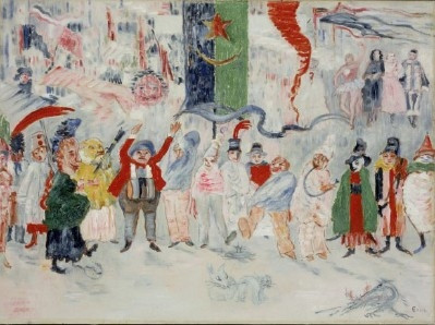 James Ensor, Carnaval en Flandre (Carnaval in Vlaanderen), ca. 1929-1930, olieverf op doek, 54.5 x 73 cm