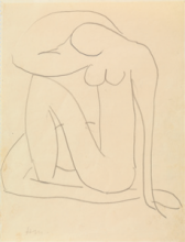 Henri Matisse, Zonder titel (studie voor Blauwe naakten), ca. 1952, potlood op papier, 27 x 21 cm, particuliere collectie, © Succession H. Matisse, c/o Pictoright Amsterdam.