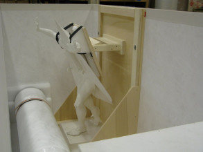 Detail transport case for Gary Carsley's sculpture 'Portable Monument'.