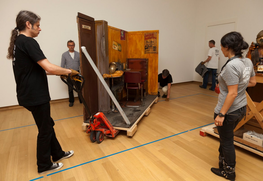 Installing Edward Kienholz's Beanery