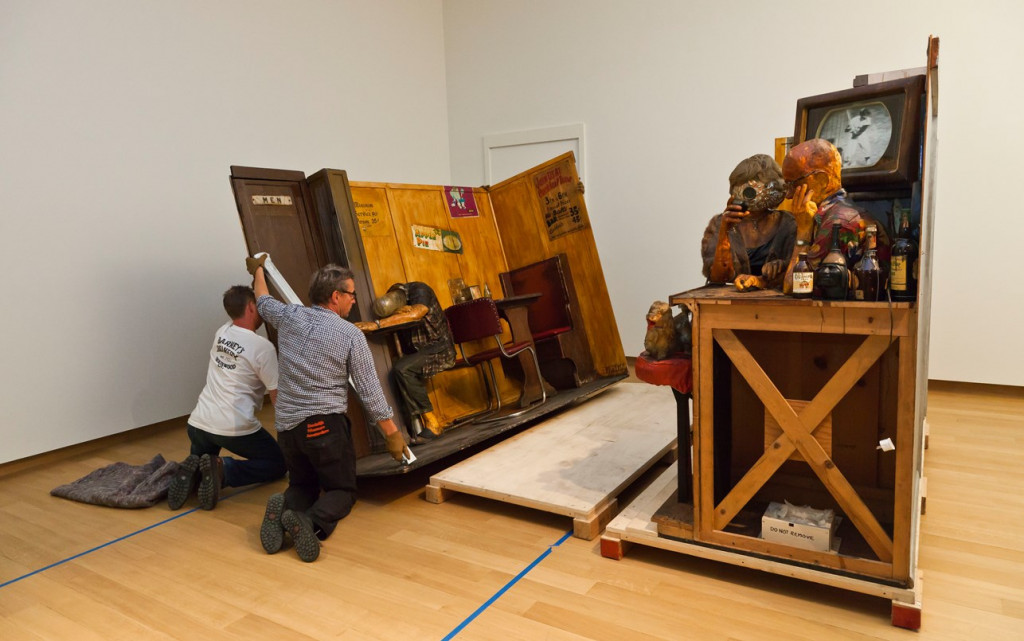 Installing Edward Kienholz's Beanery