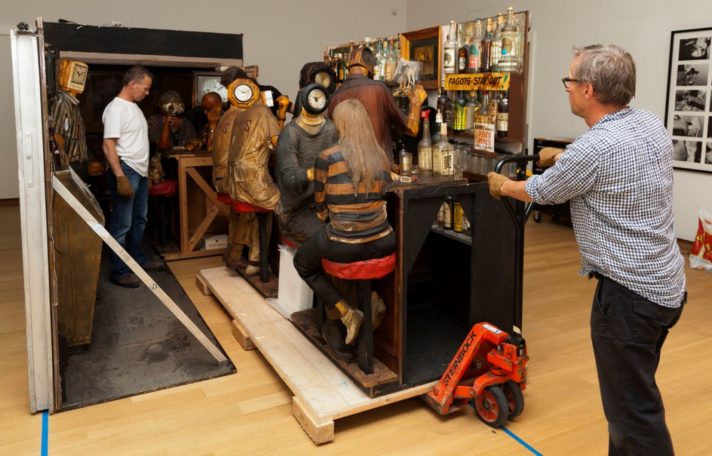 Installing Edward Kienholz's Beanery