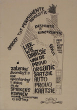 Rob Stolk, liekwiedaatsie van de provo organiesaatsie, 1967. Collectie Stedelijk Museum Amsterdam.