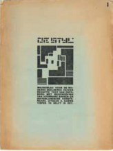 Fig. 1 Cover of the first issue of De Stijl: maandblad voor de beeldende vakken / De Stijl: Monthly magazine for the visual arts, with vignette, designed by Vilmos Huszár, 1917
