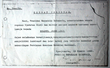 Letter establishing the National Art Museum, signed by Sukarno. Document: Agus Djaja