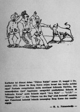 "Pers Belanda" (the newspapers Java Bode, AID and Preanger Bode vocally calling for the Dutch colonial government to arrest Sukarno), in Fikiran Ra'jat No. 23, 2 December 1932