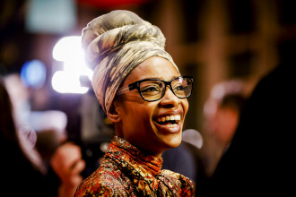 Fig. 6 Sylvana Simons of BIJ1 during the results evening, 2018© ANP.