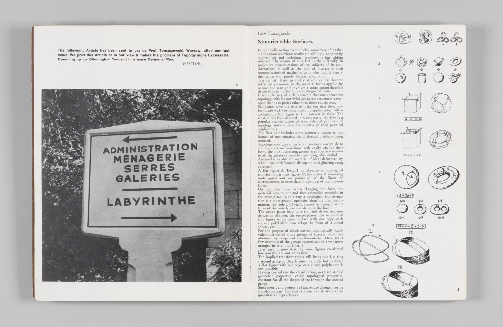 Lech Tomaszewski, “Non-Orientable Surfaces,” “The Situationist Times” 4 (October 1963), pages 2–3. All reproduction, deformation, modification, derivation, and transformation of “The Situationist Times” is permitted.