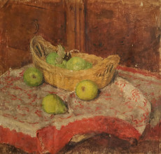 Bé de Waard, Stilleven met peren, datering onbekend, olieverf op papier particuliare collectie