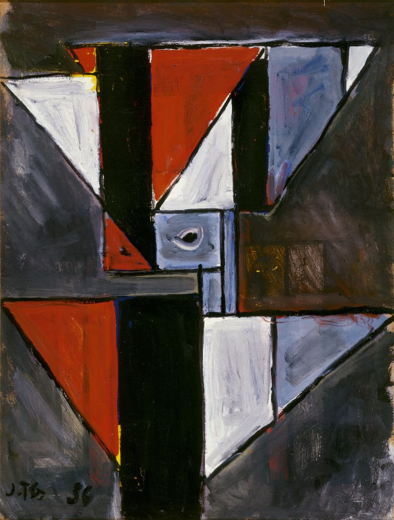Joaquin Torres-García, “Forma abstracta con triángulos,” 1936. Acquired in 1960. Collection Stedelijk Museum Amsterdam / © Joaquin Torres-García.