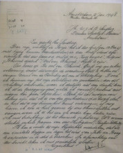 Ill. 4 Letter from Agoes Djaya to Willem Sandberg about the acquisition of the painting Bhisma Djathoeh (Fall of Bhisma), 1948, Stedelijk Museum Amsterdam/Stadsarchief Amsterdam