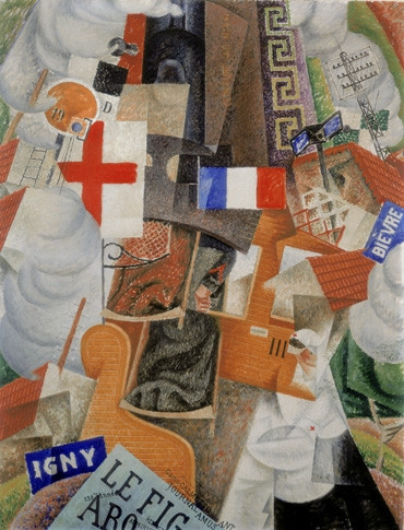 Gino Severini, Hospital Train, 1915. The French flag can be seen as a nationalistic tribute from an assimilated Italian immigrant during the First World War.