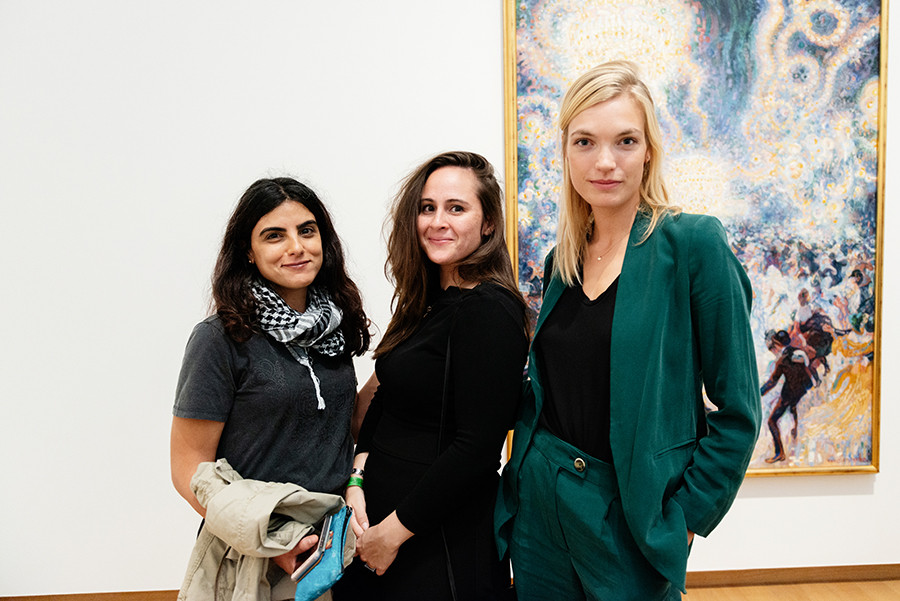 Visitors at the exhibition opening. Jan Sluijters, Bal Tabarin, 1907, on loan from a Private Collector, promised gift. Photo: LNDW Studio.