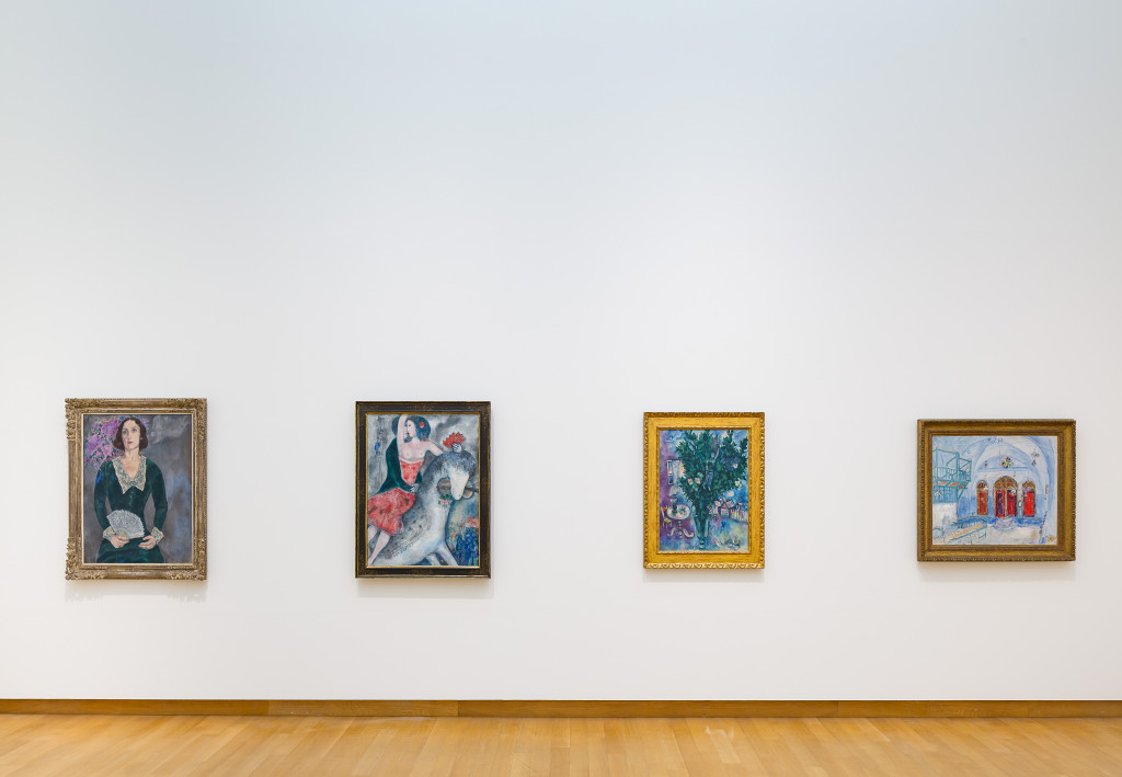 Marc Chagall, Bella Dressed in Green, 1934-1935, The Circus-Rider, 1931, Love Idyll, 1925, all Stedelijk Museum, formerly on loan from P.A. Regnault;  Interior of a Synagoge, Safad, Palestine, today Safed, Israel, 1931. Photo: Peter Tijhuis. 