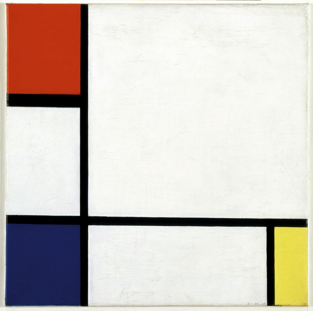 Piet Mondrian, Composition No. IV, with Red, Blue and Yellow, 1929. Modern immigrant artists incorporated elements of their cultural backgrounds in their art. In the case of Mondrian, these are spiritual ideas on the elevation of the individual.