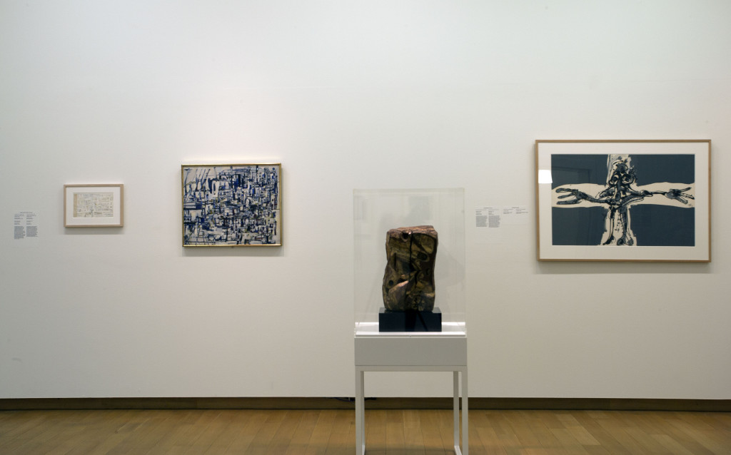 From left to right, Maria Helena Vieira da Silva, Untitled, 1960; City of Stones, 1954; Sesostris Vitullo, Dead Christ, 1949; Antonio Saura, Crucifixion, 1969. Photo: Peter Tijhuis.