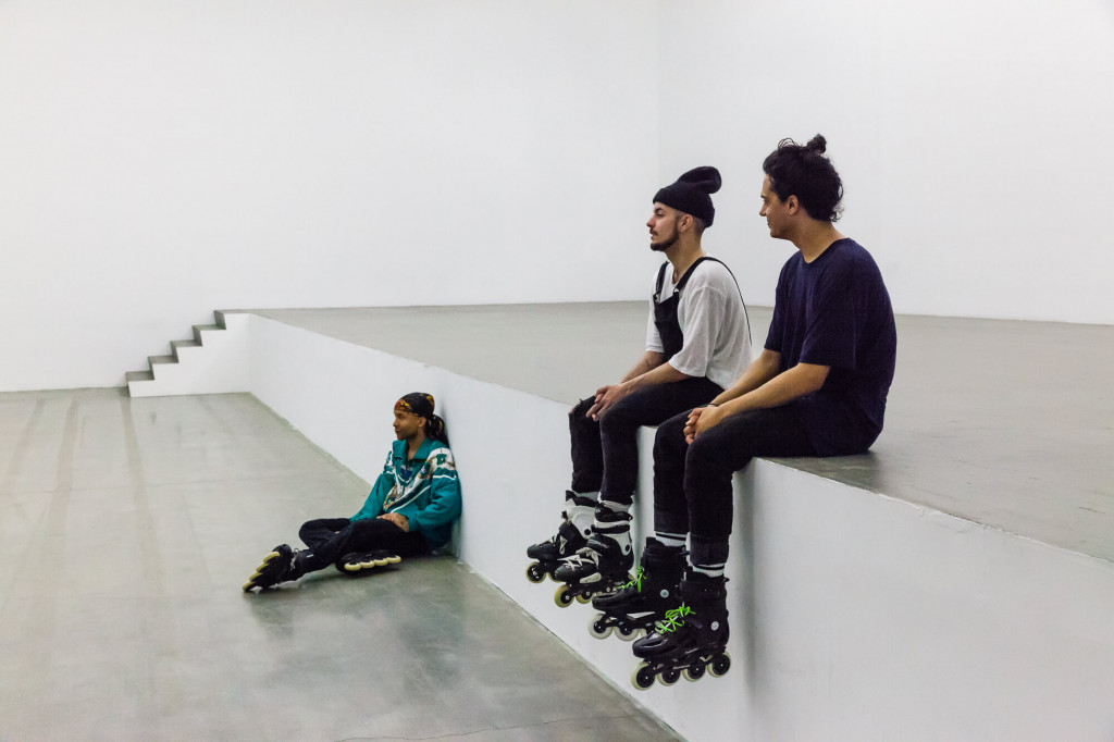 Alex Baczynski-Jenkins, Us Swerve (2014). Performance documentation: Swiss Institute, New York, 2016. Photo: Daniel Pérez