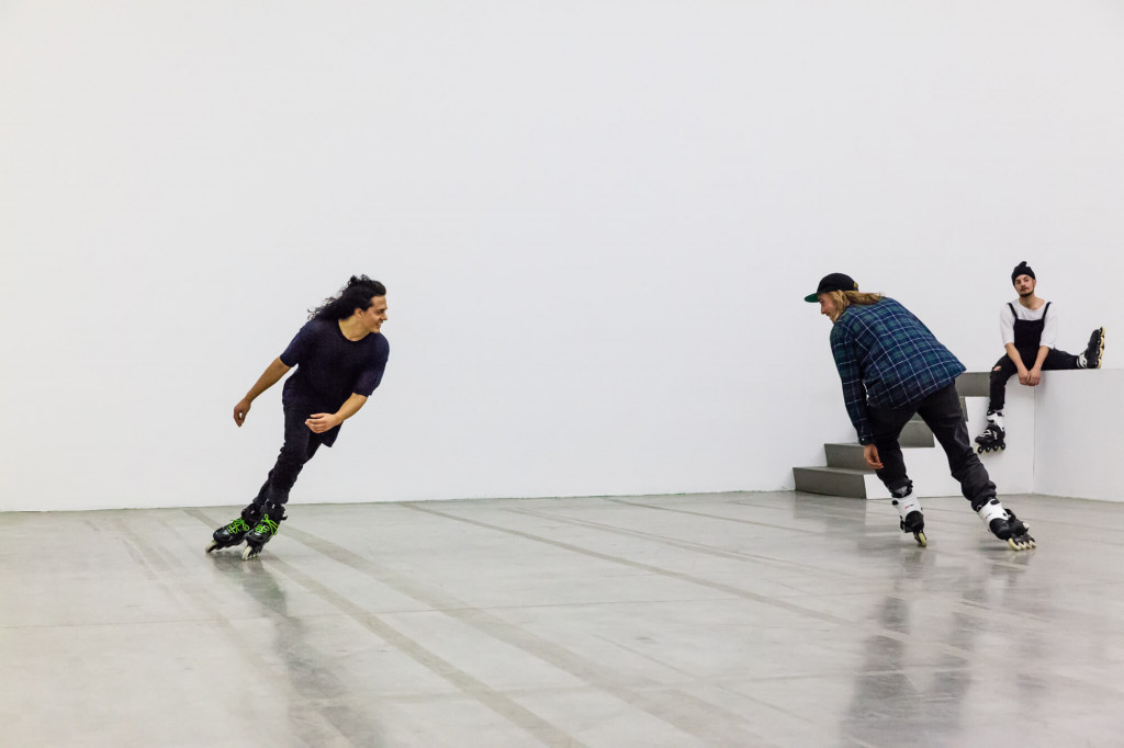 Alex Baczynski-Jenkins, Us Swerve (2014). Performance documentation: Swiss Institute, New York, 2016. Photo: Daniel Pérez