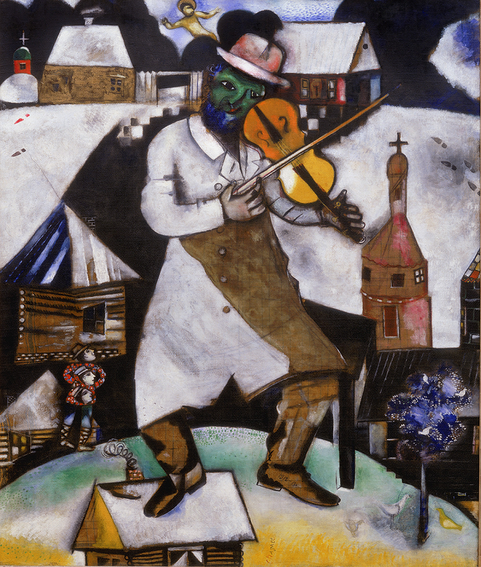 Marc Chagall, De Violist, 1912. Comité Marc Chagall, c/o Pictoright Amsterdam 2019. Langdurig bruikleen Rijksdienst voor het Cultureel Erfgoed. Foto: René Gerritsen