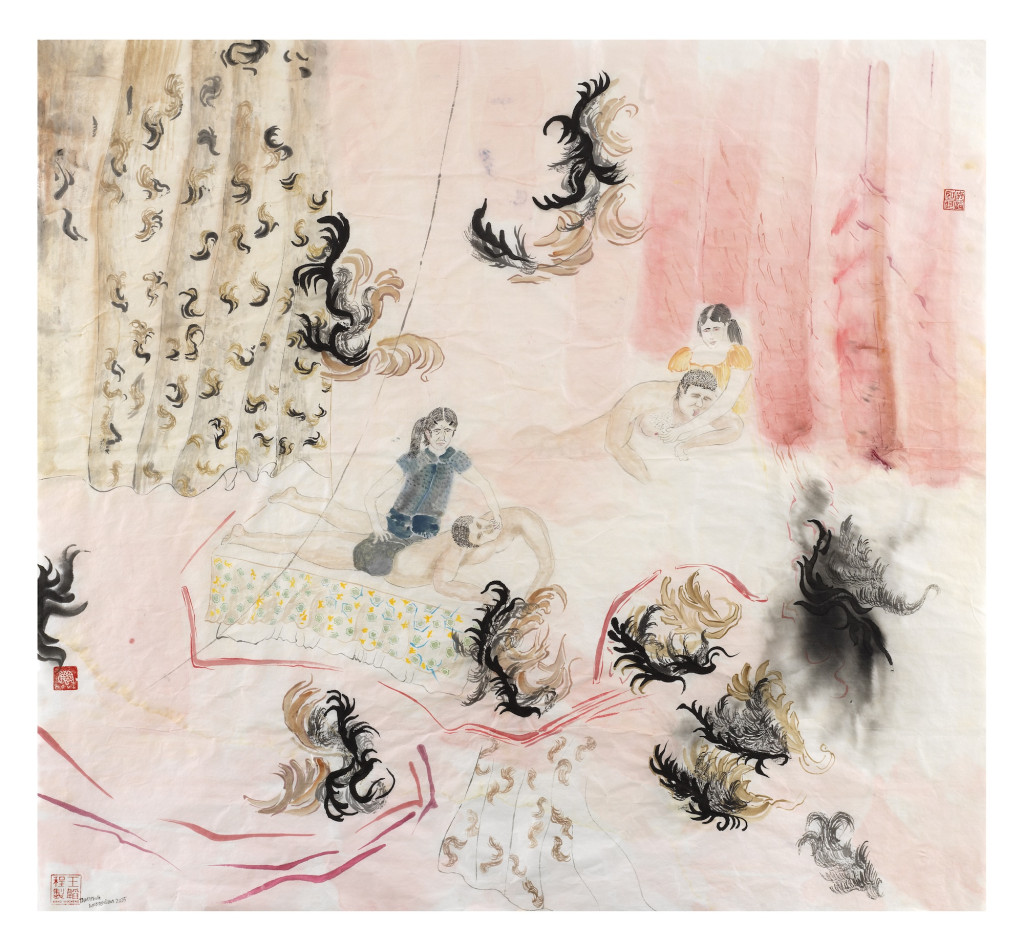 Artwork with pink and creme colors 