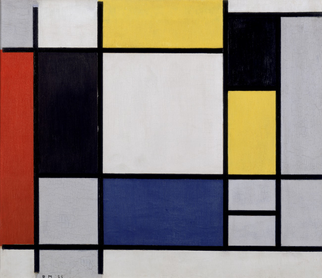 Compositie met geel, rood, zwart, blauw en grijs - Piet Mondriaan