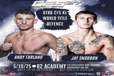 This Sunday, Snoddon faces a tough challenge as the underdog against Turland, a seasoned, aggressive fighter defending his world professional title.