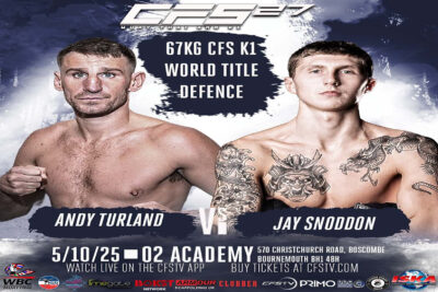 This Sunday, Snoddon faces a tough challenge as the underdog against Turland, a seasoned, aggressive fighter defending his world professional title.