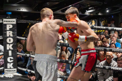 Jay Snoddon delivers the right hand that set up the finishing punch to Shay Barnett, the left hook to the body - a 1st round TKO