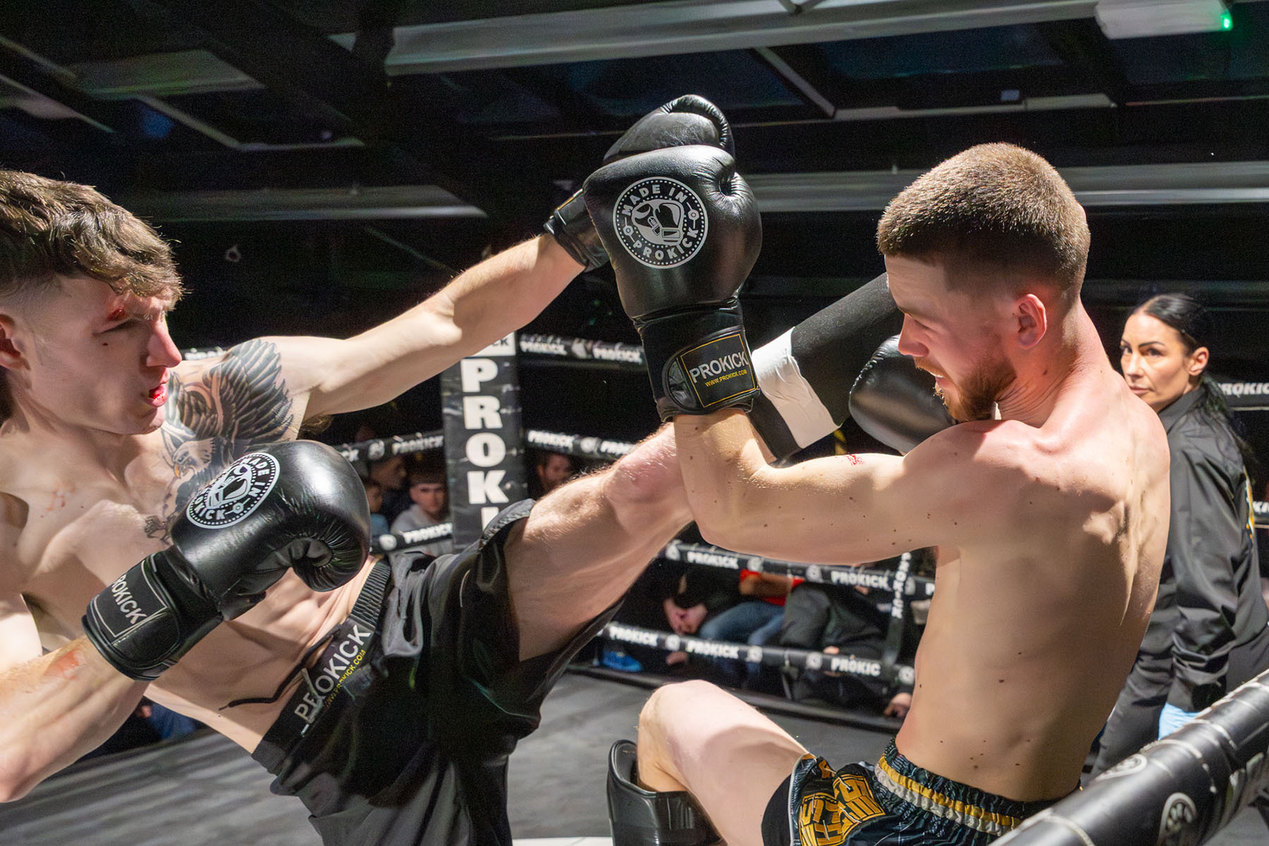 Owen White lands a high kick on Shea Dillion