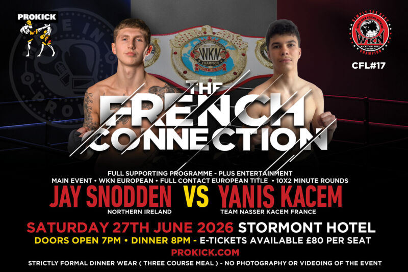 Due to Jay Snoddon's leg injury and a subsequent rules change, Jay's original opponent Jordan COCU pulled out. Snoddon will now face French fighter Yanis Kacem for the WKN Professional Full-Contact European Championship.