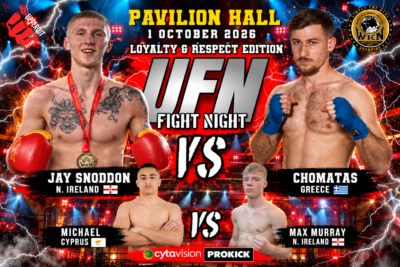 Jay Snoddon weighed in with Chomatas. Max Murray weighed in with his opponent Michael at. Both ProKick fighters are ready to go.