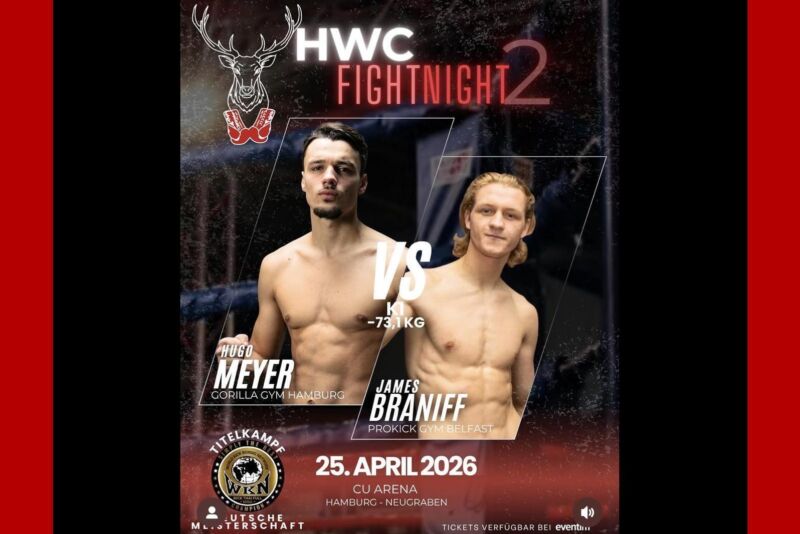 James Braniff is set to compete for the WKN International Title in Germany on Saturday, April 25, 2026.
